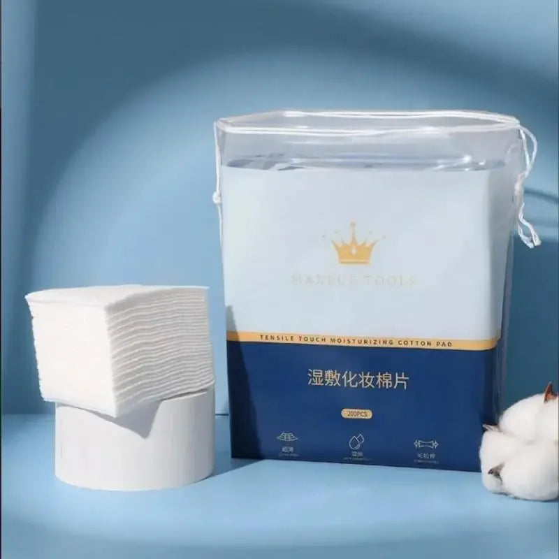 200 almohadillas de algodón desechables elásticas de algodón húmedo que ahorran agua, portátiles, desmaquillantes, transpirables, para mascarillas faciales.