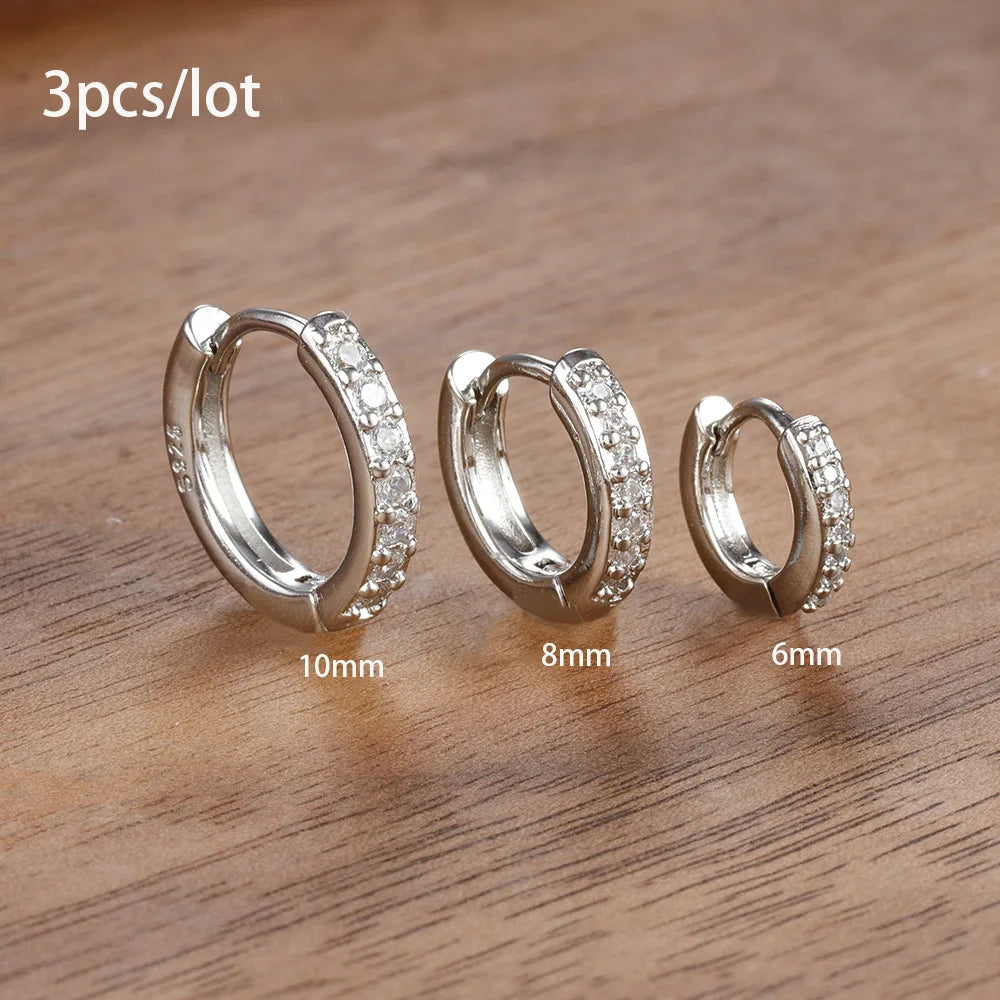 Juego de 3 pendientes de acero inoxidable con forma de estrella redonda para mujer, chapados en oro de 18 quilates, estilo punk rock unisex.