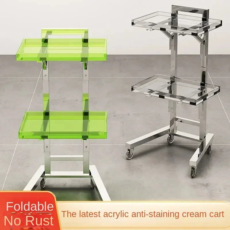 Carrito de acero inoxidable para salón de tatuajes, mueble de peluquería multicapa, carrito de herramientas de almacenamiento