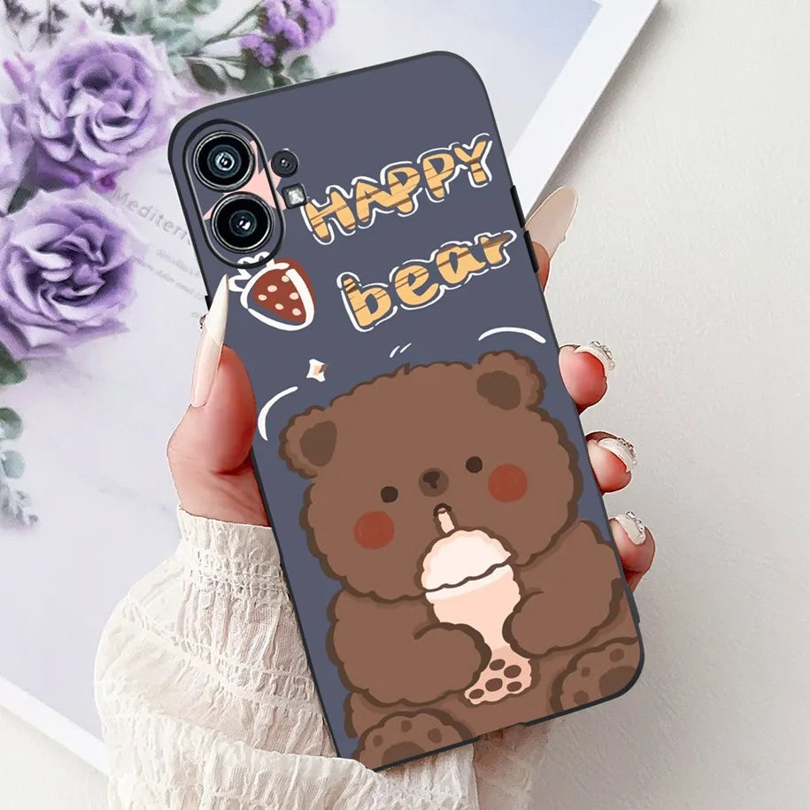 Funda para teléfono de 6,55" para Nothing Phone (1) One 1 A063, carcasa trasera de silicona suave negra a prueba de golpes para Nothing Phone1, funda con dibujos animados, nueva