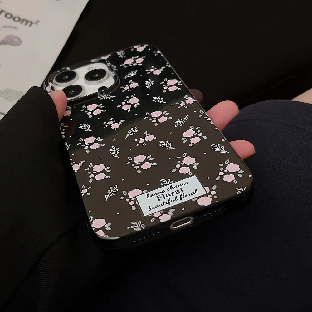 Funda de teléfono con diseño de flores coreanas para iPhone 16, 15, 14, 13, 12, 11 Pro Max, XS, XR, 7, 8 Plus, SE Mini, suave, a prueba de golpes
