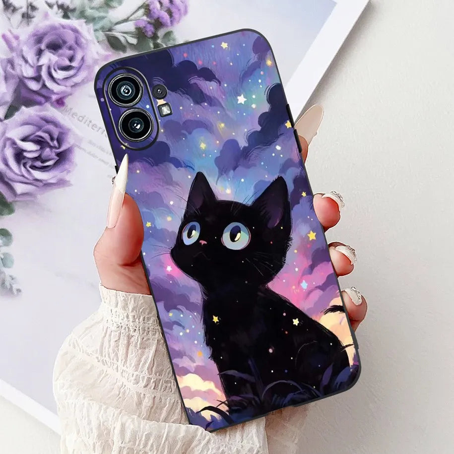 Funda para teléfono de 6,55" para Nothing Phone (1) One 1 A063, carcasa trasera de silicona suave negra a prueba de golpes para Nothing Phone1, funda con dibujos animados, nueva