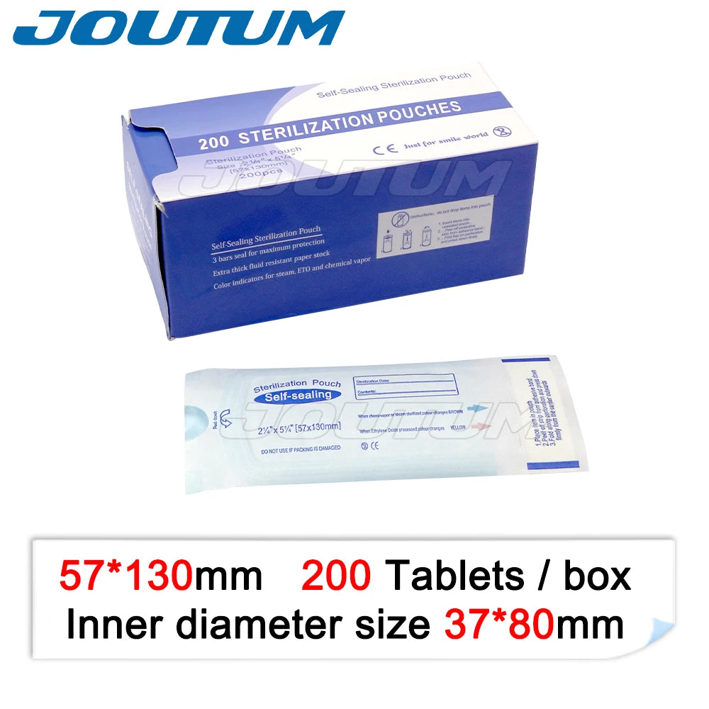 Bolsas de esterilización autosellantes para instrumental dental, consumibles clínicos y esterilizadores de autoclave, 200 unidades por paquete.