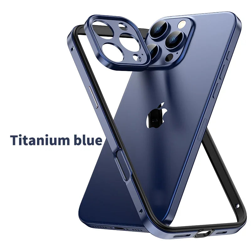 Funda de teléfono con marco de silicona híbrido y aluminio metálico para iPhone 16, 15, 14 y 13 Pro Max, protección para cámara y protección contra el calor.