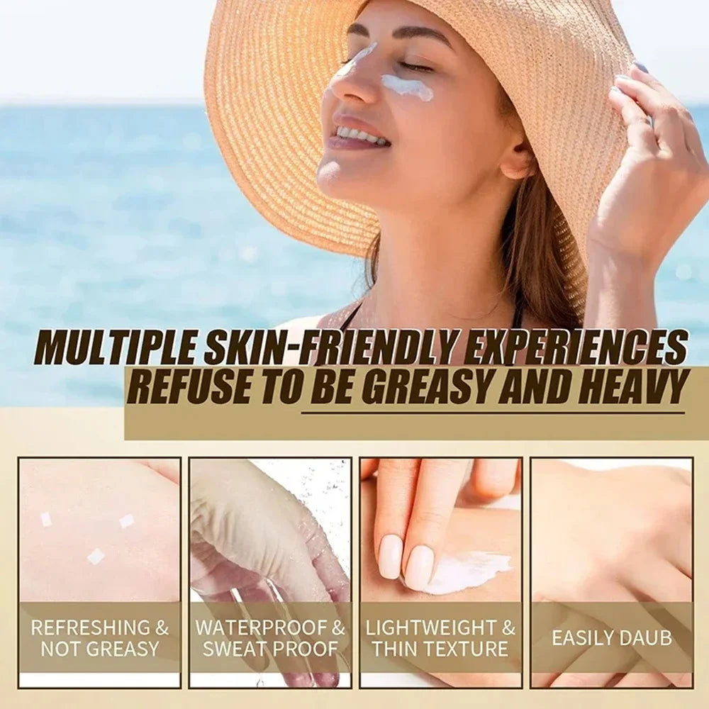 Protector solar FPS 50+, bloqueador solar probiótico de arroz coreano, crema blanqueadora de piel, bloqueador solar anti-UV, hidratante facial, bloqueador solar costero.