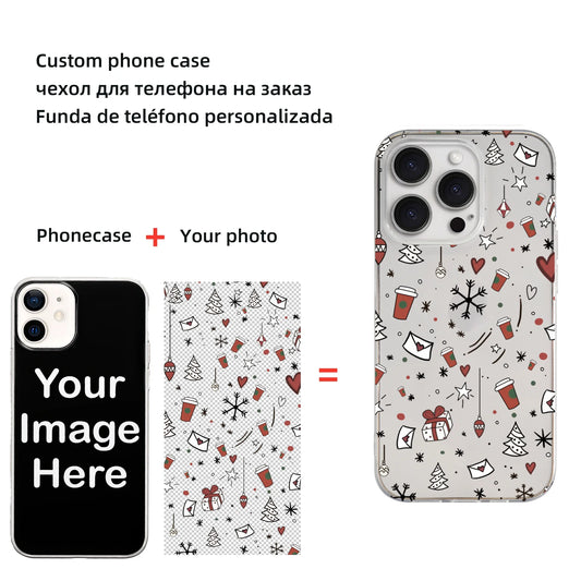 Funda de teléfono suave transparente personalizada para iPhone 16, 15, 14, 13, 12 Pro Max Plus, cubierta rígida o blanda, diseño personalizado, foto DIY