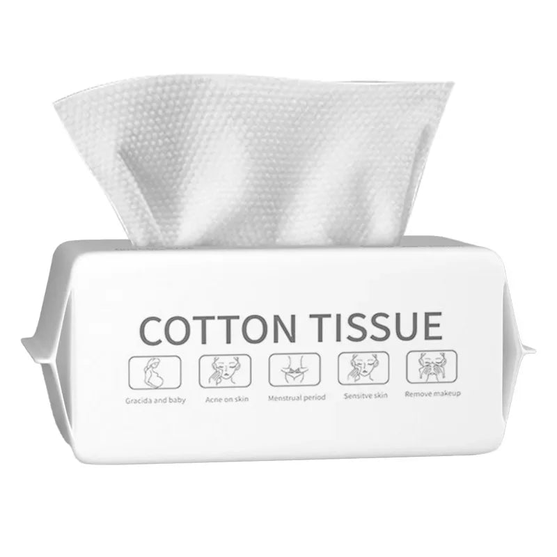 100 toallas desechables para el rostro, toallitas secas de algodón suave, toallitas para lavar y secar el rostro.