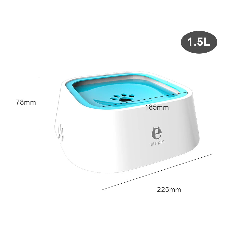 Tazón flotante de plástico ABS para perros de 1,5 l, con boquilla antihumedad y dispensador de agua sin derrames.
