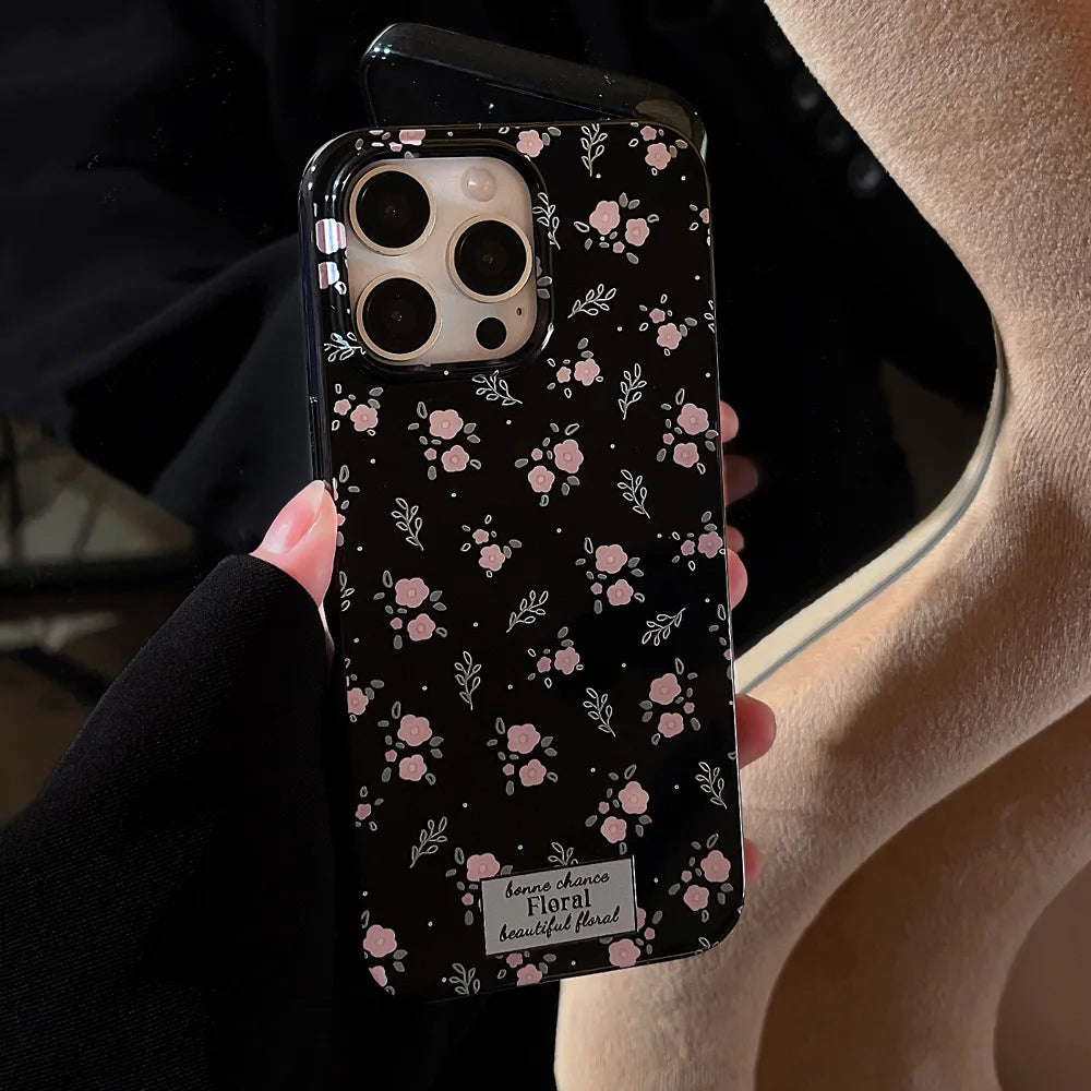 Funda de teléfono con diseño de flores coreanas para iPhone 16, 15, 14, 13, 12, 11 Pro Max, XS, XR, 7, 8 Plus, SE Mini, suave, a prueba de golpes