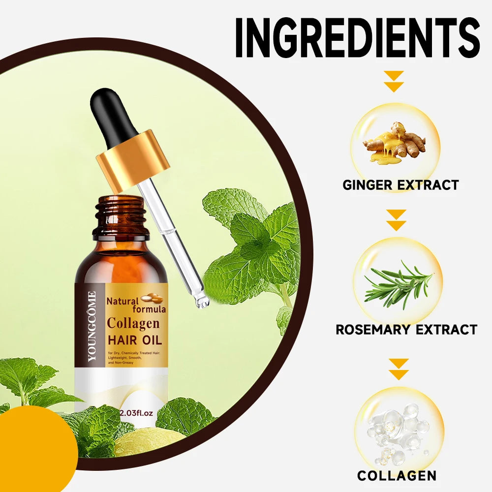 Mascarilla capilar de colágeno y queratina + aceite capilar, hidratante, control de grasa, cabello suave, liso, encrespamiento, reparación de daños, crema correctora de proteínas.