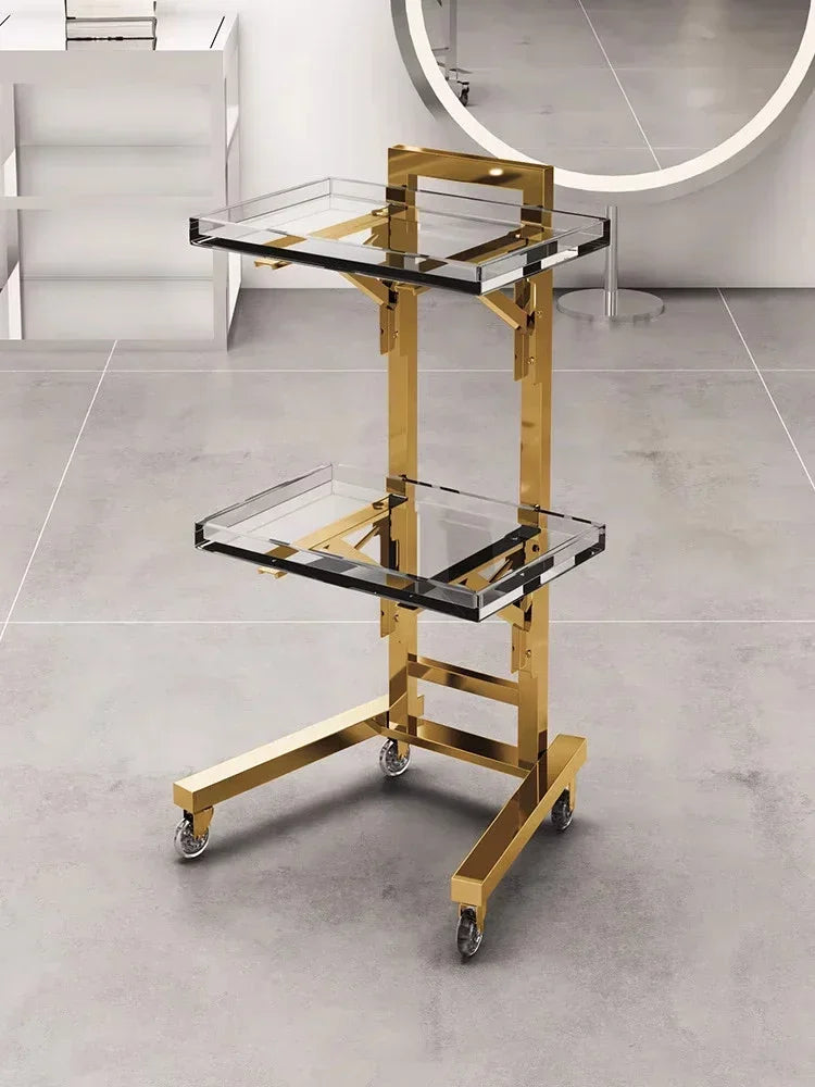 Carrito de acero inoxidable para salón de tatuajes, mueble de peluquería multicapa, carrito de herramientas de almacenamiento