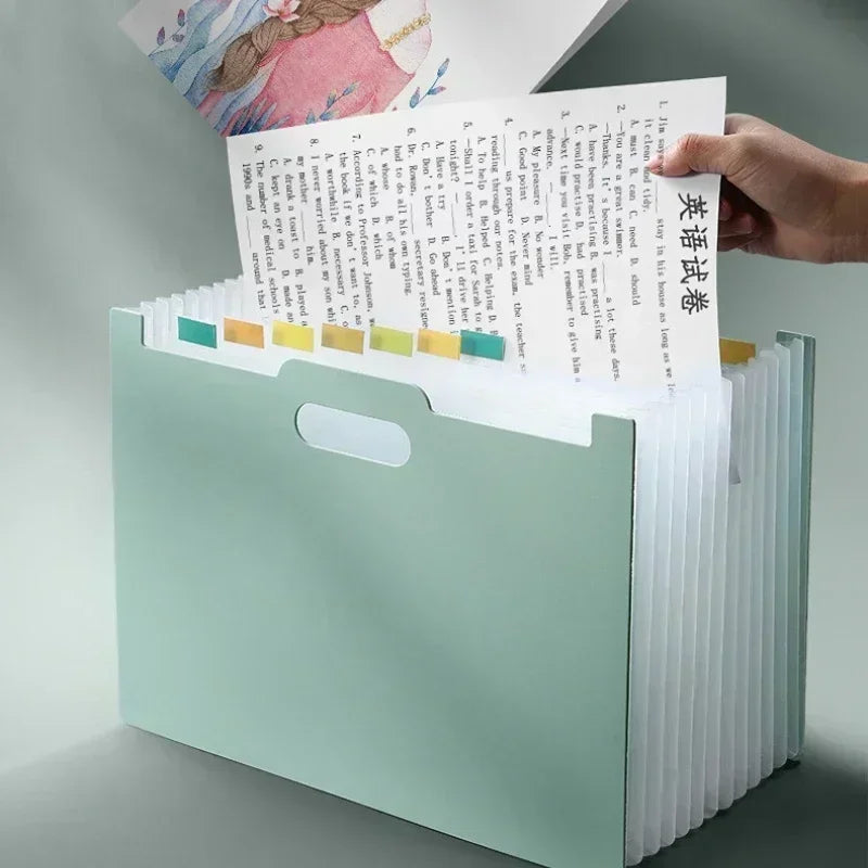 Carpetas de archivos multicapa con bolsa de expansión para clasificación y soporte para papel A4.