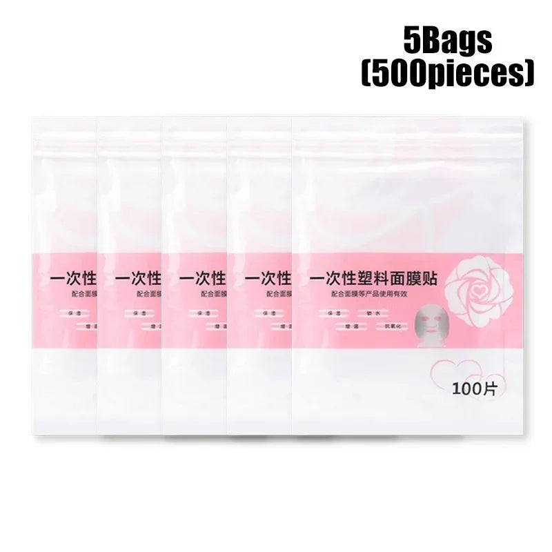500/100 unidades de película de papel desechable para mascarillas faciales, envoltura de plástico para salones de belleza, mascarillas faciales transparentes, herramientas para el cuidado de la piel facial.