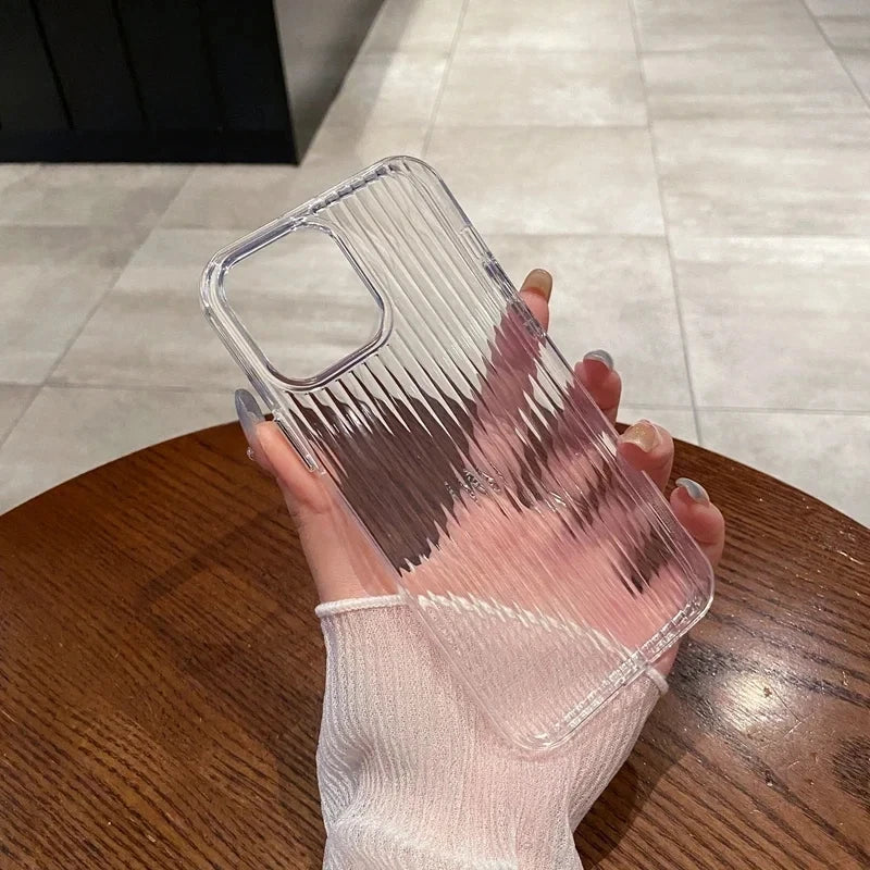Funda de silicona transparente corrugada suave para iPhone 11, 12, 13, 14, 15 y 16 Pro Max Plus, a prueba de golpes