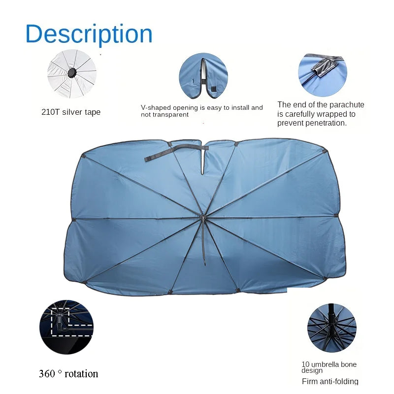 Parasol para parabrisas de coche con mango flexible giratorio de 360°, protección solar para ventana delantera, protección UV, accesorios de verano para coche.