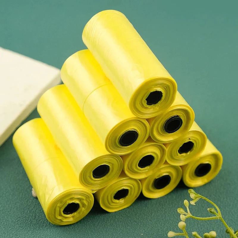 Bolsas biodegradables para excrementos de perro y gato, para limpieza de residuos (15 bolsas/rollo), para exteriores