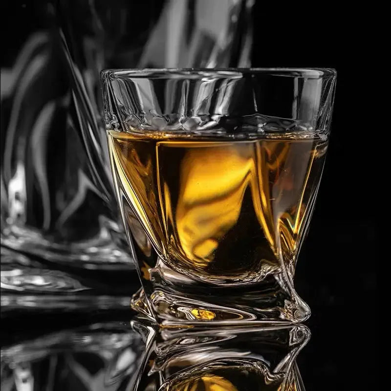 280ml/290ml Crystal Glass Creative Rotating Whiskey Ice Patterned Cocktail Glass Bar Beer Cup