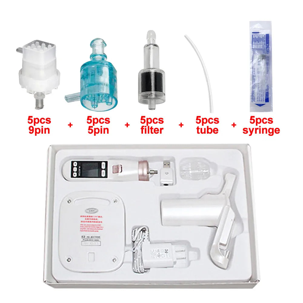 Pistola de mesoterapia EZ Hydra Vacuum Meso, aguja EZ de 5 y 9 pines, hidrolifting, mesoterapia, hidratante, inyector de piel, pluma de microagujas Derma