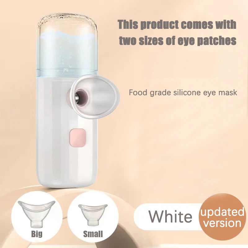 1 instrumento hidratante para ojos con nanoatomizador, instrumento de belleza para ojos y piel, masajeador de ojos 3 en 1