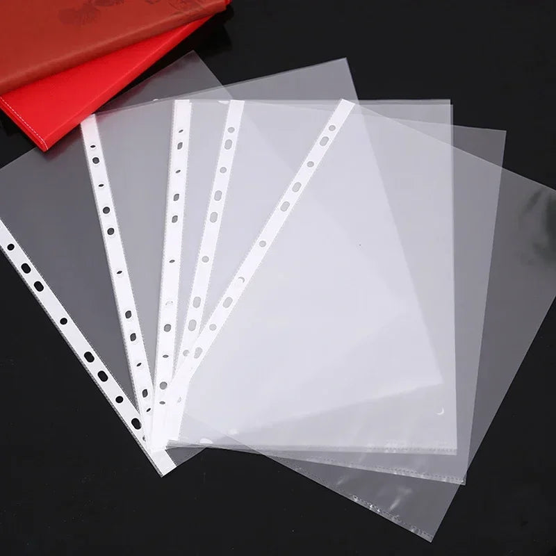 100 protectores de hojas A4 con 11 agujeros, bolsa de plástico transparente, organizador de papel, bolsa para documentos, bolsa transparente para archivos de hojas sueltas.
