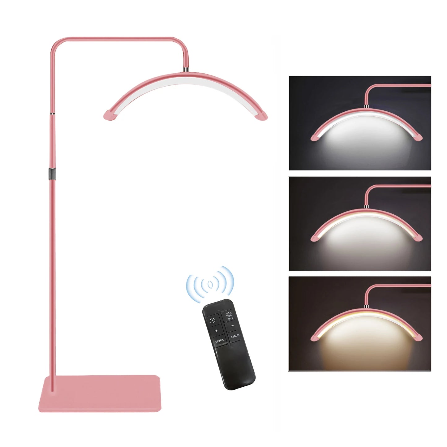 Luz LED de vídeo de suelo Andoer HD-M6X de 36 W con forma de media luna, regulable entre 3200 K y 5600 K, con soporte de metal de 180 cm/70,9 pulgadas.