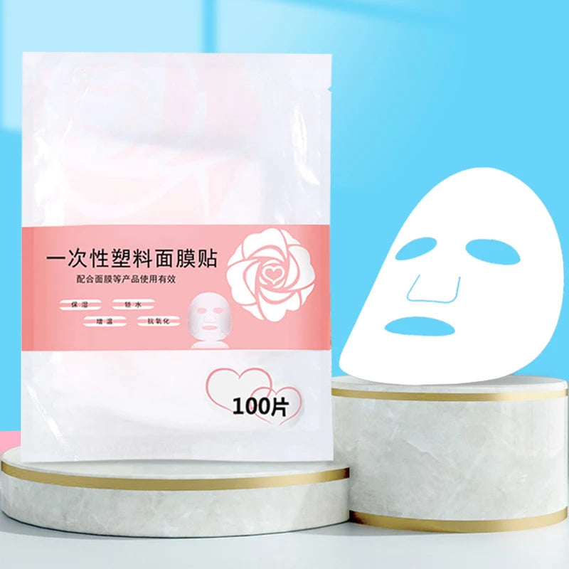 Película de plástico desechable para mascarilla facial, limpiadora facial completa, pegatinas para el cuello, papel transparente de PE, envoltura para mascarillas, herramienta de belleza facial saludable