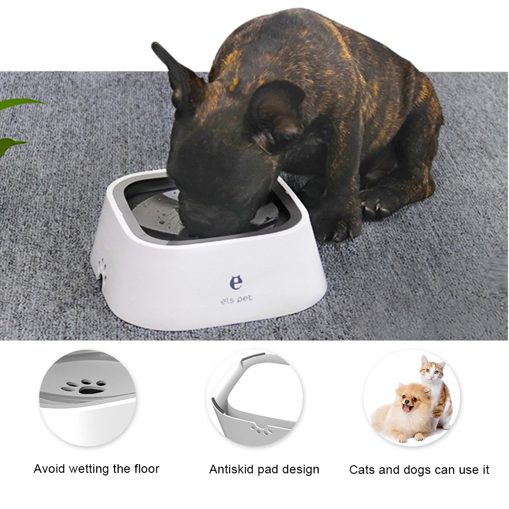 Tazón flotante de plástico ABS para perros de 1,5 l, con boquilla antihumedad y dispensador de agua sin derrames.