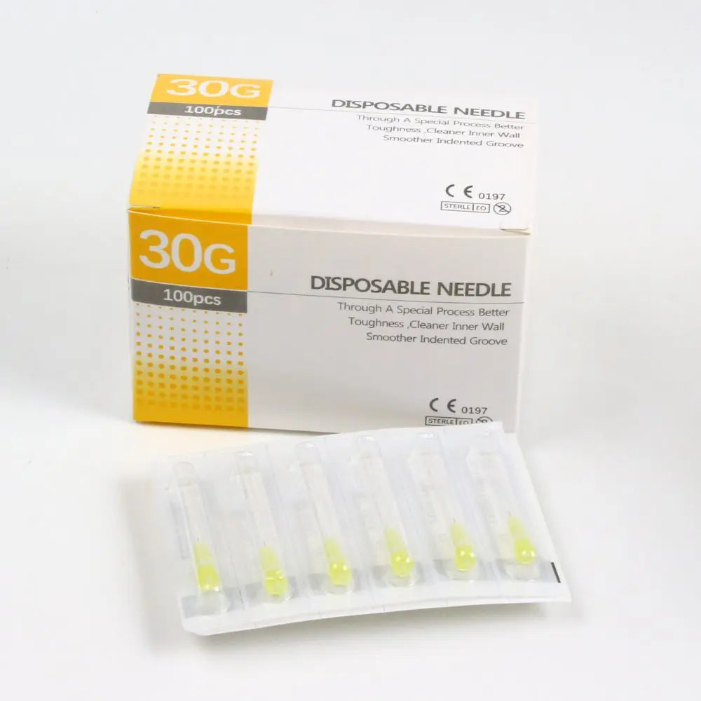 100 unidades/caja de agujas desechables de 30 g, 4 mm y 13 mm, pequeñas agujas de tatuaje indoloras, agujas de inyección, herramienta quirúrgica