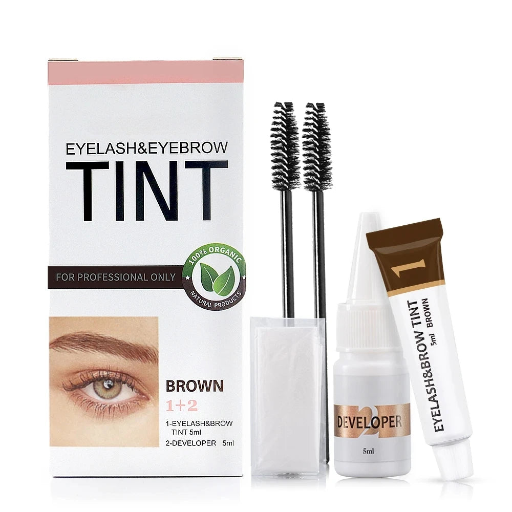 Kit de tinte para pestañas y cejas, resistente al agua, 15 minutos de duración, para realzar cejas, tinte permanente de larga duración.