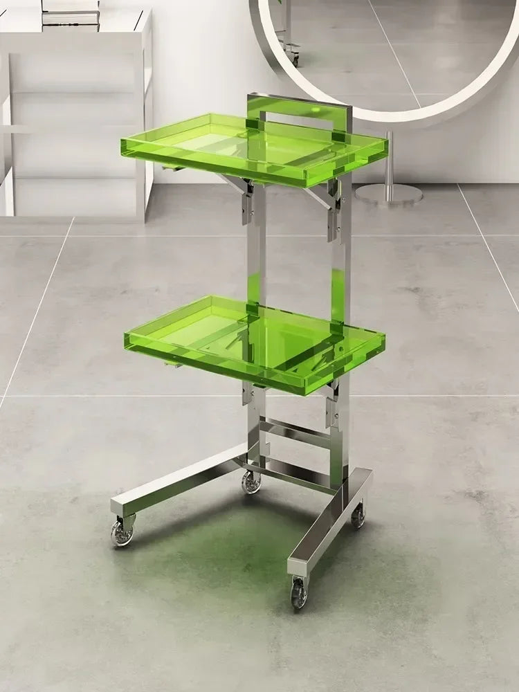 Carrito de acero inoxidable para salón de tatuajes, mueble de peluquería multicapa, carrito de herramientas de almacenamiento