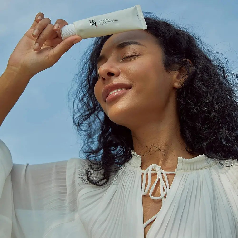 5/3/1 piezas de protector solar probiótico de arroz, loción protectora solar orgánica resistente al agua, sin aceite, crema protectora solar de espectro completo FPS 50+, cuidado de la piel