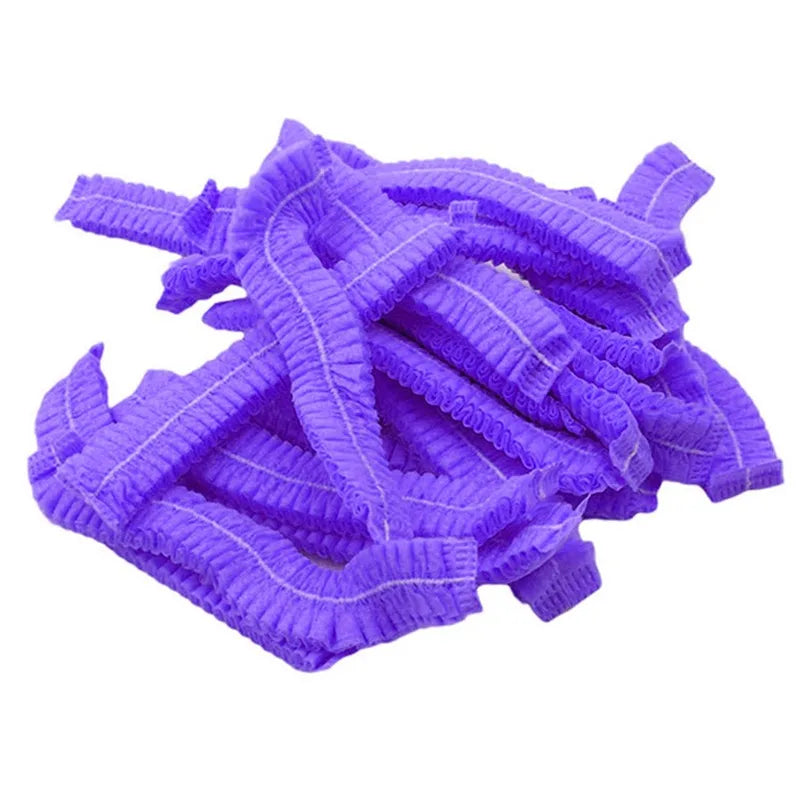 100 gorros desechables de tela no tejida para microblading, redecilla para el pelo, gorro estéril para chef, catering, gorro con tira antipolvo, suministros de baño