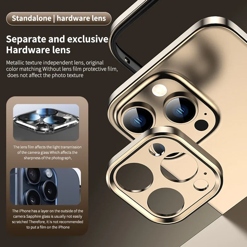 Funda de teléfono con marco de silicona híbrido y aluminio metálico para iPhone 16, 15, 14 y 13 Pro Max, protección para cámara y protección contra el calor.