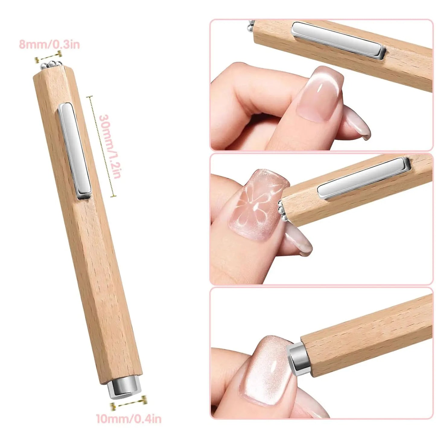 3-in-1 Multifunctional Magnetic Cat's Eye Nail Magnetic Stick 130mm Super Strong Gel Polish Magnet Pen Large Cylinder Magnetic