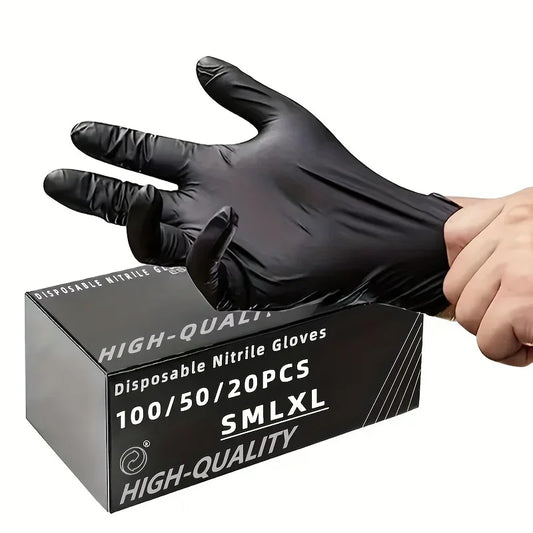 100/50/20 piezas guantes de nitrilo negros guantes desechables gruesos para limpiar peluquería guantes impermeables para