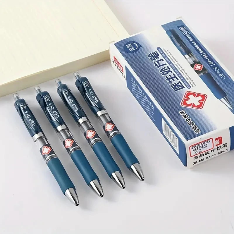 6 bolígrafos de gel de tinta azul oscuro con punta de bala de 0,5 mm, tipo prensa simple, para prescripción médica, bolígrafos de firma hospitalaria, material de papelería.