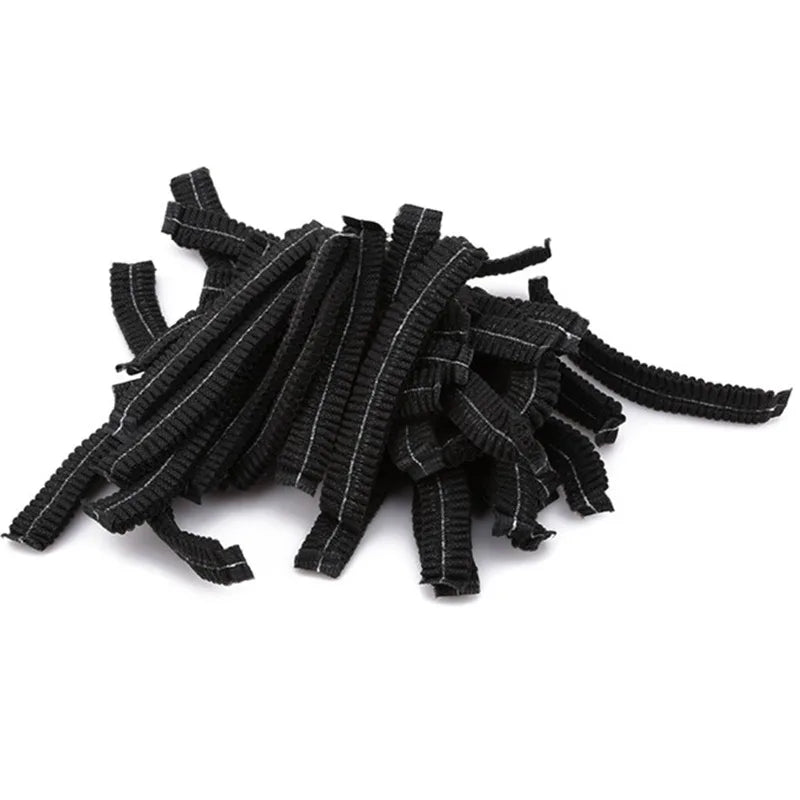 100 gorros desechables de tela no tejida para microblading, redecilla para el pelo, gorro estéril para chef, catering, gorro con tira antipolvo, suministros de baño