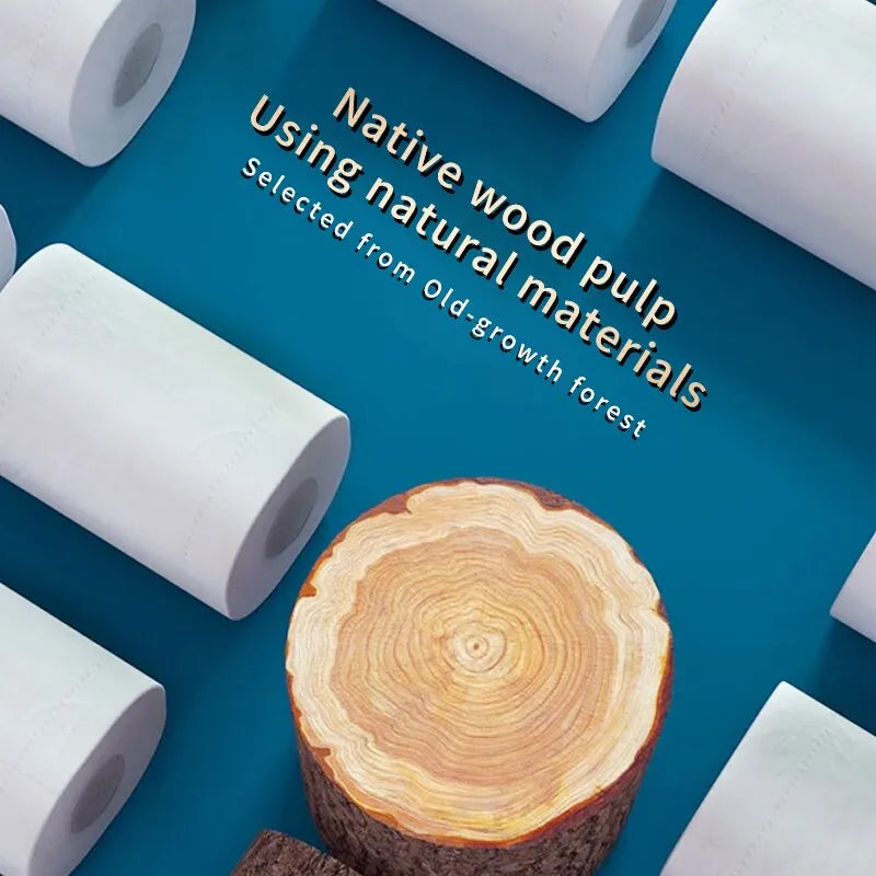 8 rollos de papel higiénico comercial para uso doméstico, paquete completo, engrosado, 5 capas de toallas de papel.