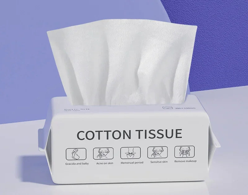 100 toallas desechables para el rostro, toallitas secas de algodón suave, toallitas para lavar y secar el rostro.