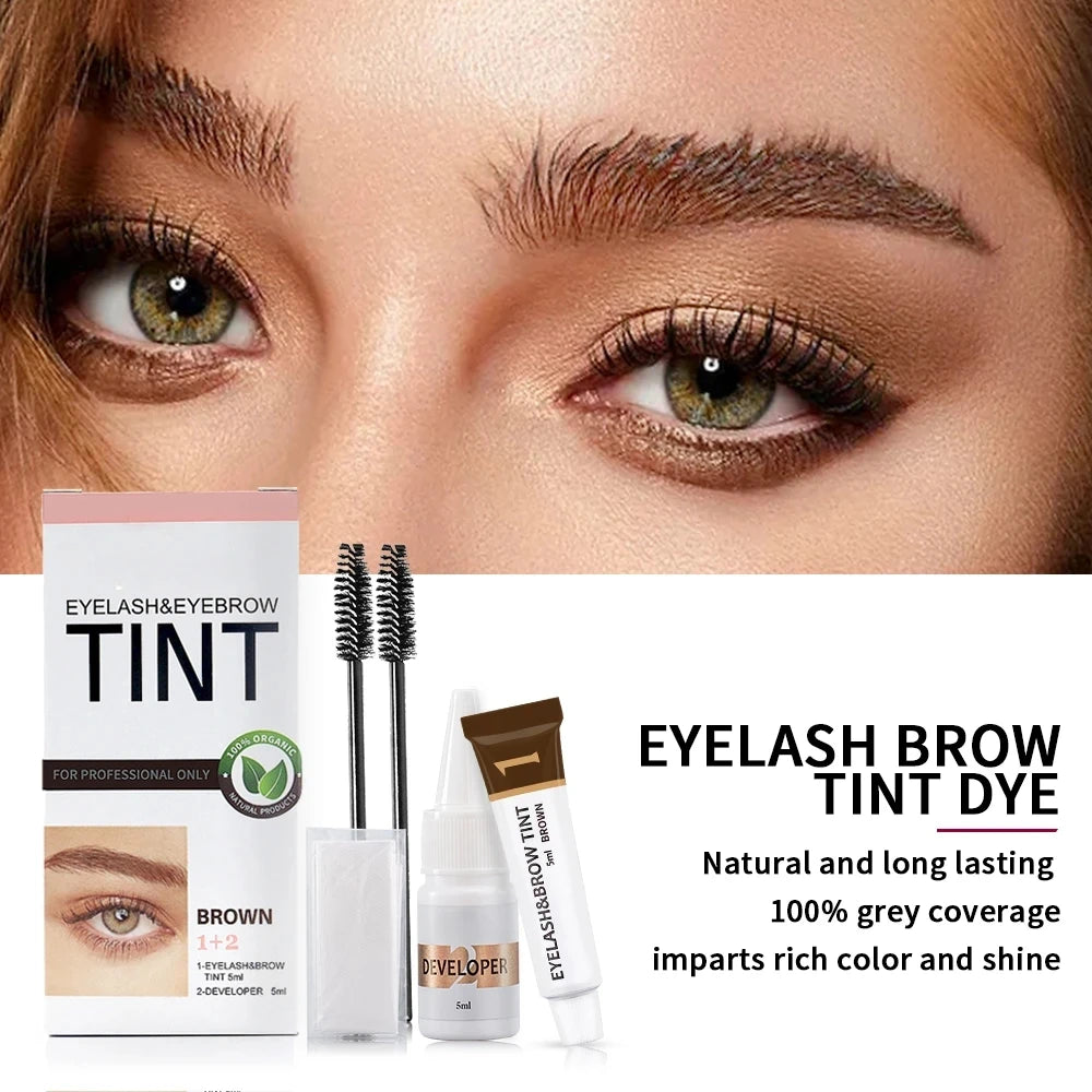 Kit de tinte para pestañas y cejas, resistente al agua, 15 minutos de duración, para realzar cejas, tinte permanente de larga duración.