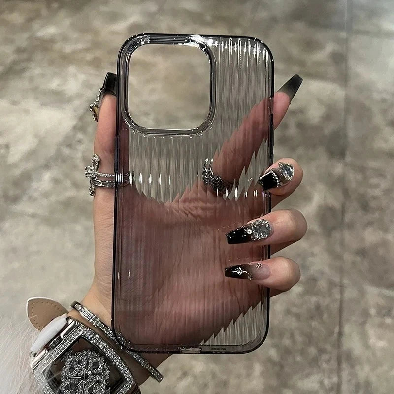 Funda de silicona transparente corrugada suave para iPhone 11, 12, 13, 14, 15 y 16 Pro Max Plus, a prueba de golpes
