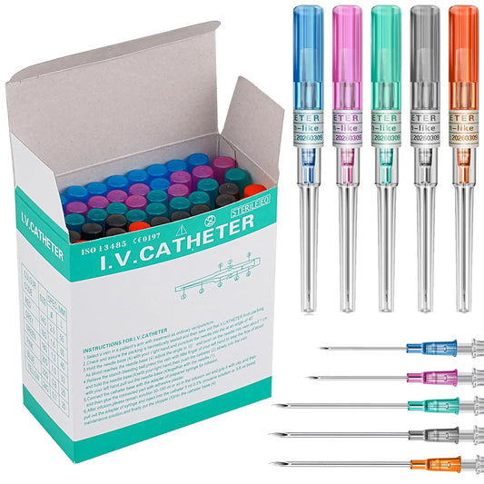 5/50 agujas para perforación de catéter IV de 14G, 16G, 18G, 20G, 22G y 24G, para perforación de oreja, nariz, ombligo y lengua.
