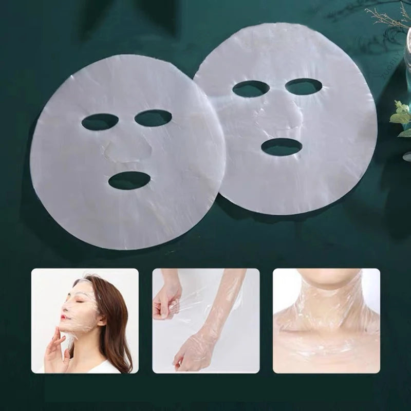 Película de plástico desechable para mascarilla facial, limpiadora facial completa, pegatinas para el cuello, papel transparente de PE, envoltura para mascarillas, herramienta de belleza facial saludable