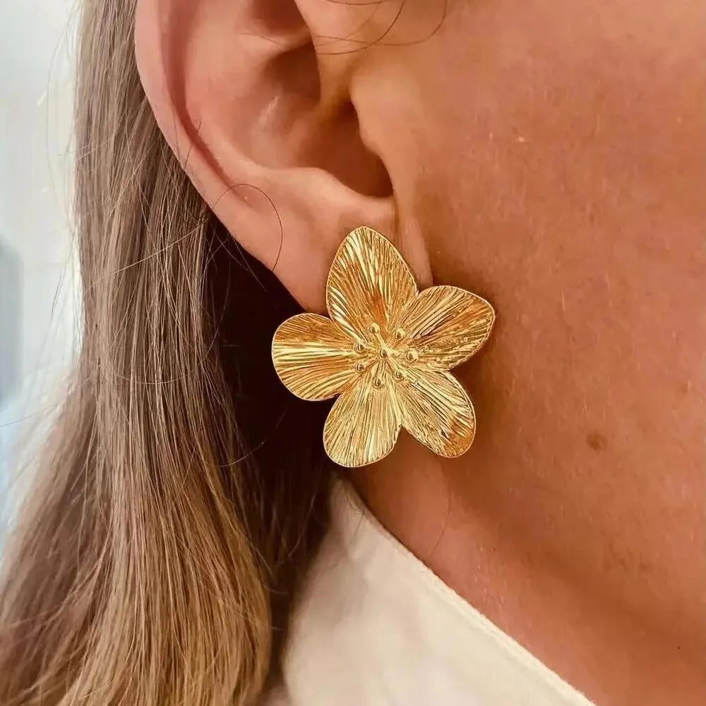 2 pendientes de flores de acero inoxidable a la moda para mujer, ideales para viajes al aire libre, carnaval, fiestas, festivales, regalos.