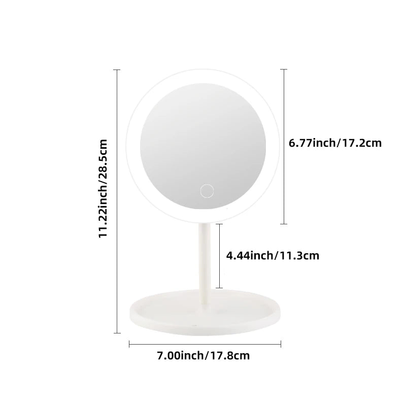 Ilumina tu rutina de belleza: espejo cosmético LED con funciones regulables, giratorias y de memoria - Espejo cosmético USB con monocrom
