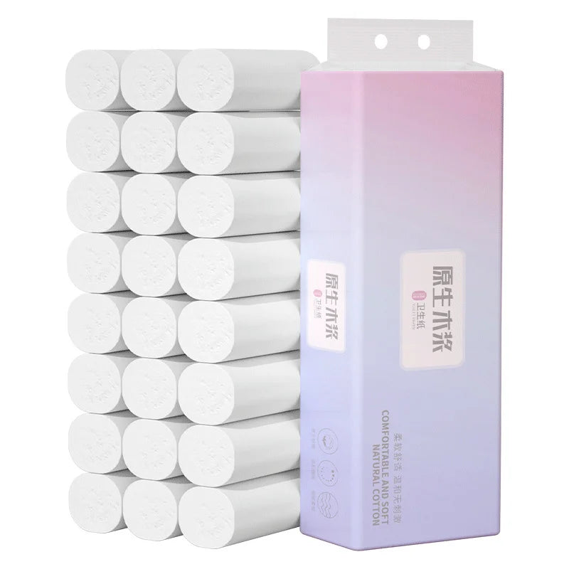 12 rollos de papel higiénico para el hogar, rollos de madera sin núcleo, papel higiénico grueso, papel higiénico de mano