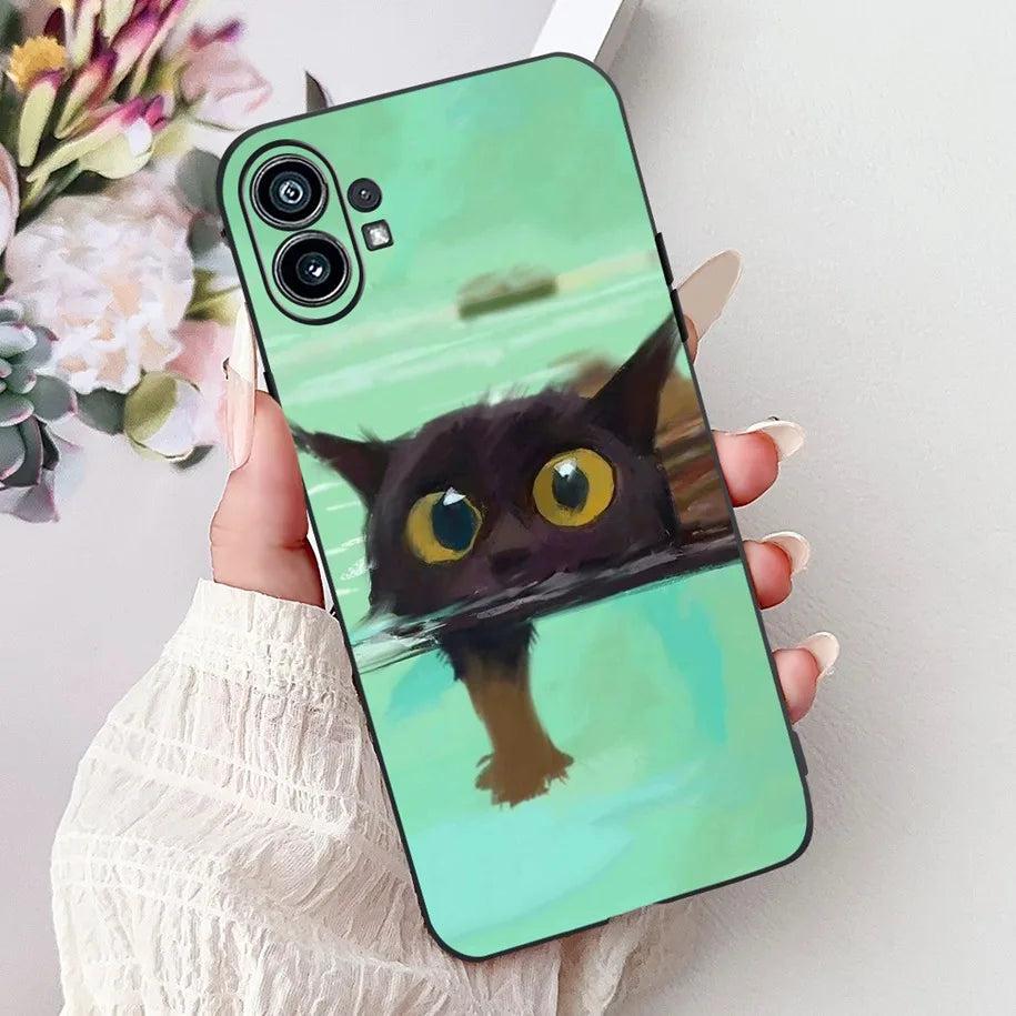 Funda para teléfono de 6,55" para Nothing Phone (1) One 1 A063, carcasa trasera de silicona suave negra a prueba de golpes para Nothing Phone1, funda con dibujos animados, nueva
