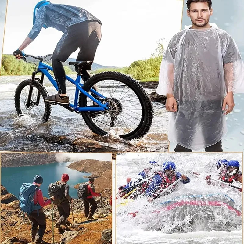 Impermeable desechable, impermeable portátil transparente multicolor para adultos, ideal para actividades al aire libre como senderismo y montañismo.