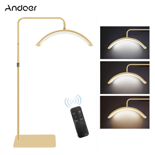 Luz LED de vídeo de suelo Andoer HD-M6X de 36 W con forma de media luna, regulable entre 3200 K y 5600 K, con soporte de metal de 180 cm/70,9 pulgadas.