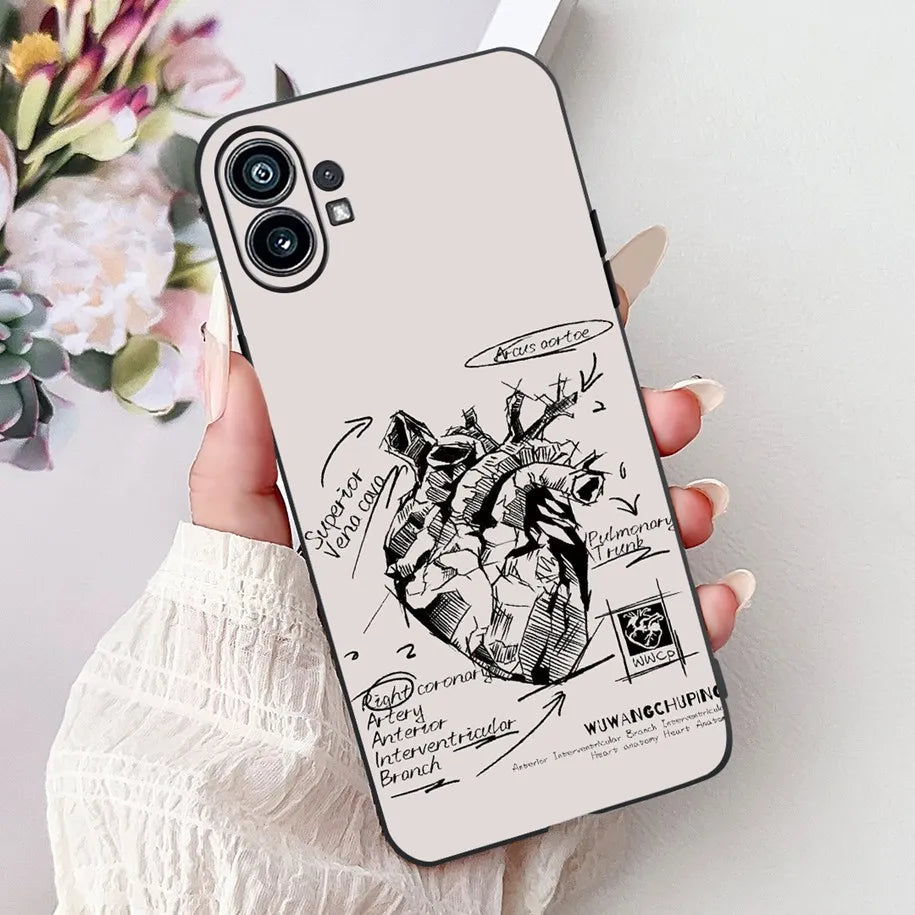 Funda para teléfono de 6,55" para Nothing Phone (1) One 1 A063, carcasa trasera de silicona suave negra a prueba de golpes para Nothing Phone1, funda con dibujos animados, nueva